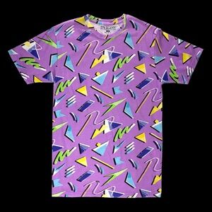 DYJ Mens Retro Party 80s Print Jersey Crew